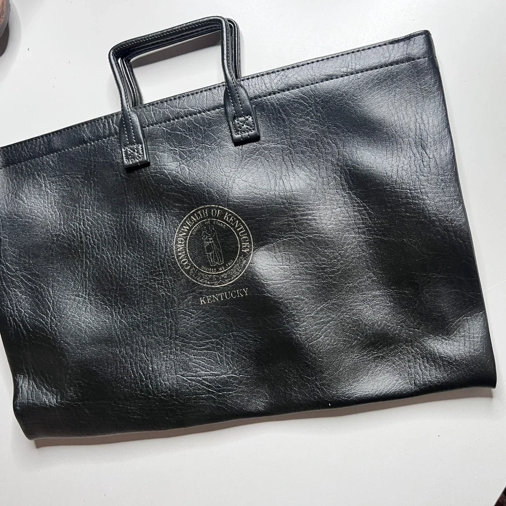 Vintage American Portfolio‎ Co Kentucky State Seal Black Briefcase Document Bag